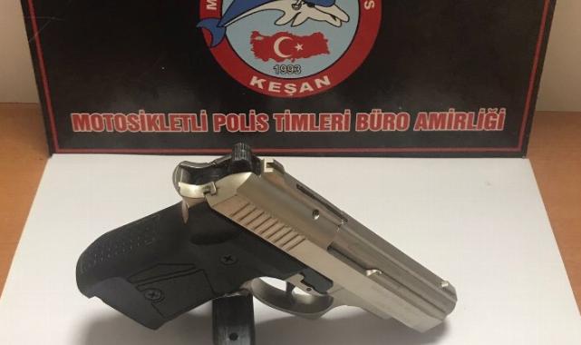 Keşan'da kurusıkı tabanca ele geçirildi