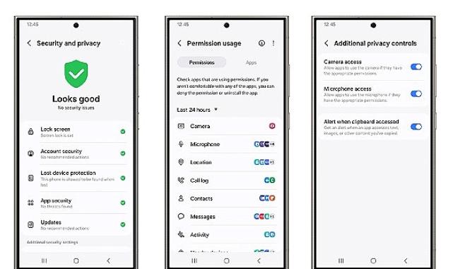Samsung Galaxy'nin Güvenlik ve Gizlilik Panosu sayesinde kişisel verilerin kontrolü tamamen kullanıcının elinde