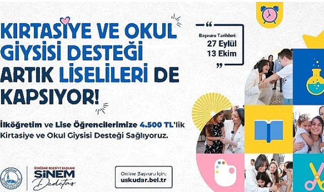Üsküdar Belediyesi'nin ilköğretim ve lise öğrencilerine kırtasiye ve okul giysisi desteği sürüyor.