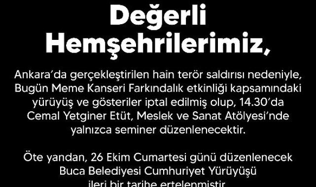 Buca Belediyesi, etkinliklerini iptal etti