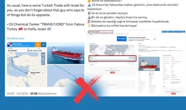 Türkiye'den İsrail'e 'kimyasal yüklü tanker gittiği' iddiaları asılsız