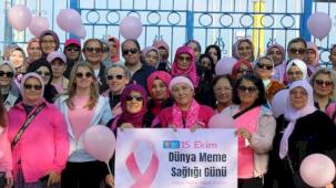 Kocaeli'de meme kanserine “pembe kurdele” ile dikkat çektiler