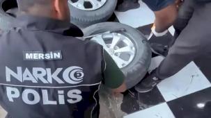 Mersin’de lastiklere gizlenmiş kilolarca eroin ele geçirildi