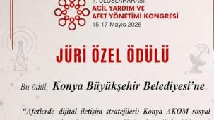 Konya AKOM’a uluslararası kongreden jüri özel ödülü