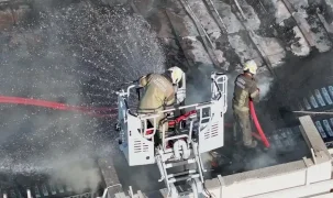 8 katlı binadaki yangına hızlı müdahale