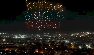 Konya Taş Bina'da festivale özel video mapping ve drone gösterisi büyüledi