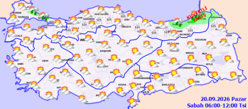 Meteoroloji 20 Eylülde ülke genelinde sağanak yağış ve gök gürültülü fırtına uya