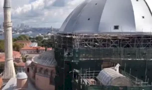 Ayasofya’da restorasyonda yeni süreç... Doğu yarım kubbeye çelik platform